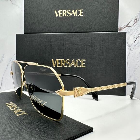 NEW VERSACE Gold Metal Sunglasses - Picture 10 of 16